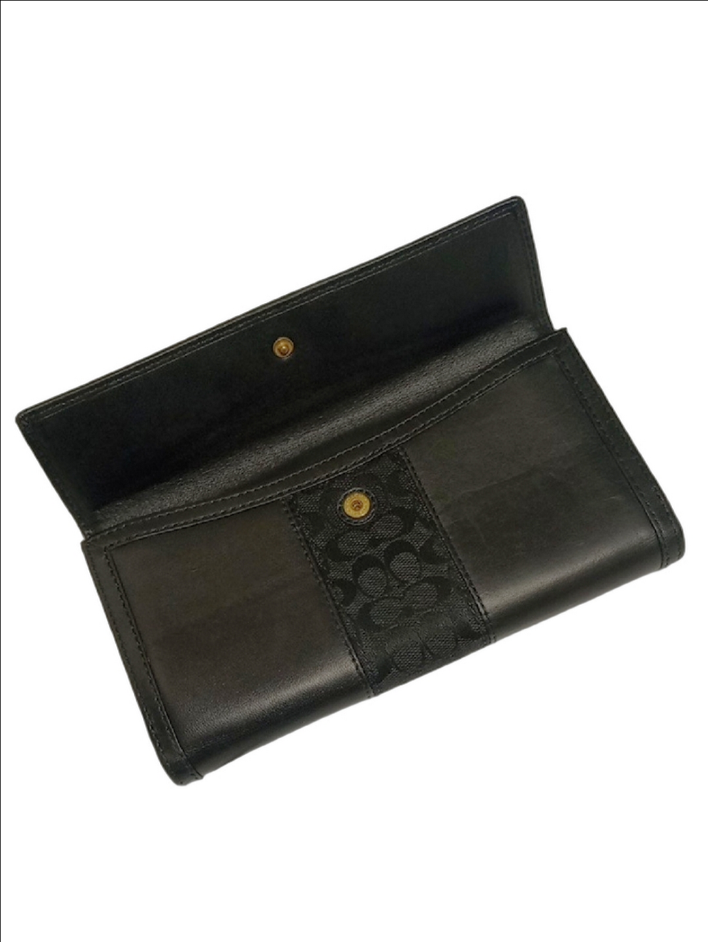COACH VINTAGE 90'S EARLY Y2K BLACK LEATHER TWO SIDED MONOGRAM WALLET - Picture 8 of 14